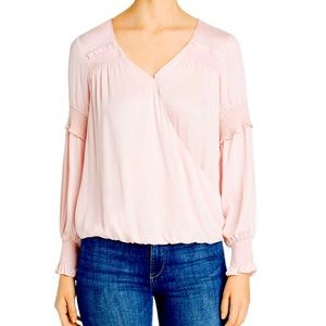 NEW Design History Womens Ruffled V Neck Wrap Top